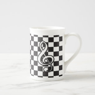 Modern svart- och vittringsrengöring på schackbräd benporslin mugg