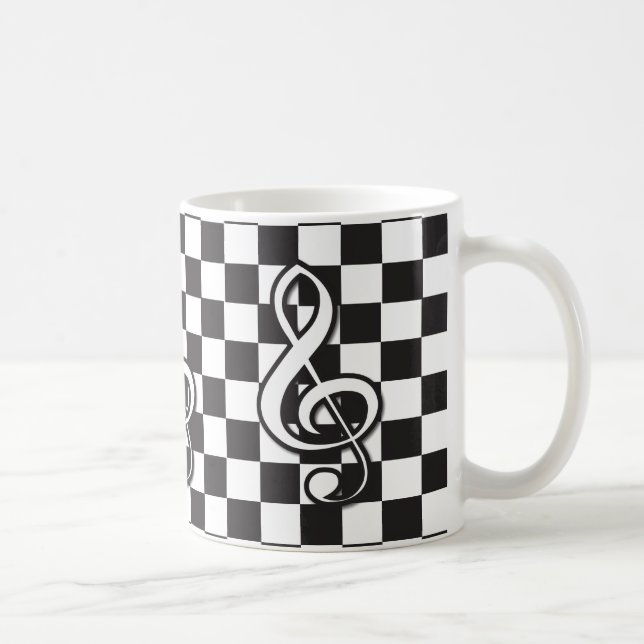 Modern svart- och vittringsrengöring på schackbräd kaffemugg (Höger)