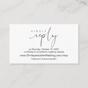 Modern Svart, Online RSVP via Bröllopswebbplats Tilläggskort