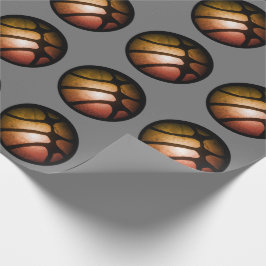 Modern svart orange basketboll sportmönster presentpapper