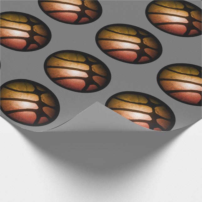 Modern svart orange basketboll sportmönster presentpapper (Hörn)