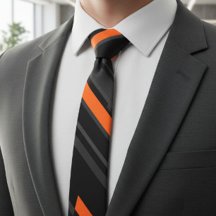 Modern svart orange diagonal randig slips