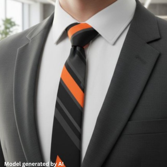 Modern svart orange diagonal randig slips (Skapare uppladdad)