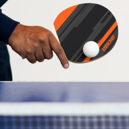 Modern Svart Orange Geometrisk Namn Pingisracket