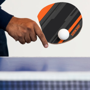 Modern Svart Orange Geometrisk Namn Pingisracket