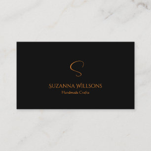 Modern svart Orange med Monogram-Snyggt Visitkort