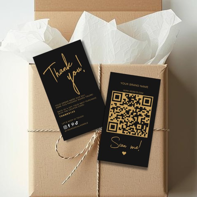 Modern svart order tack QR-kod Visitkort (Skapare uppladdad)