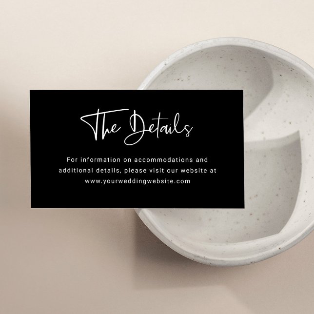 Modern svart överlägg | Information om bröllop Tilläggskort (Skapare uppladdad)