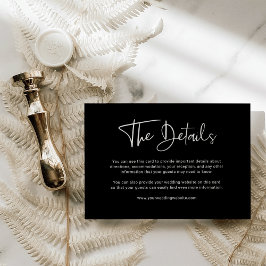 Modern svart överlägg | Information om bröllop Tilläggskort