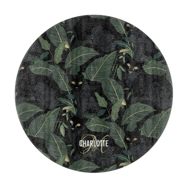 Modern svart pander mönster monogram namn (Framsidan)