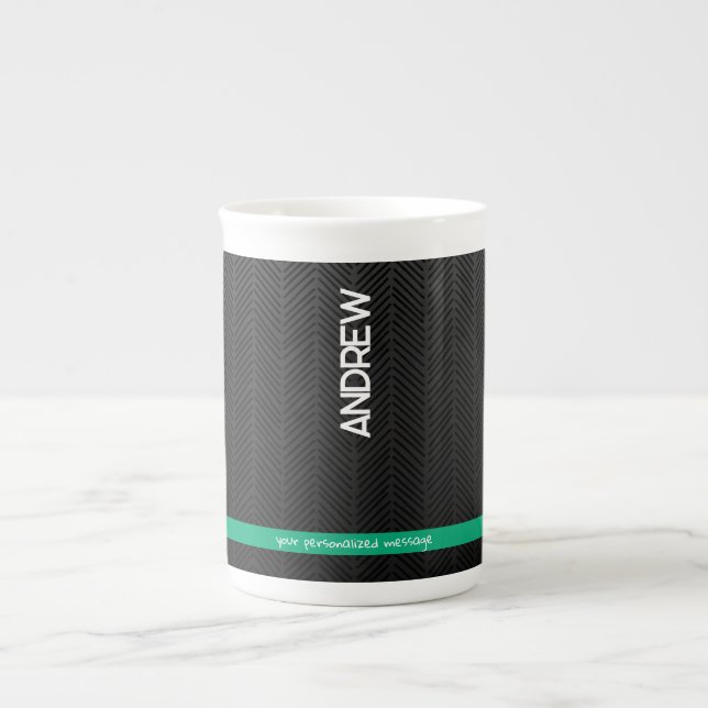 Modern svart Personlig Benporslin Mugg (Framsidan)