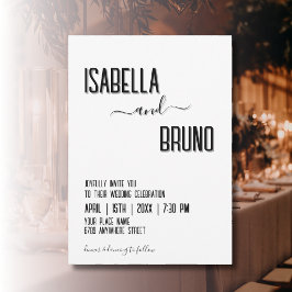 Modern, svart Personlig Snyggt Bröllop Inbjudningar