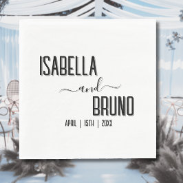 Modern, svart Personlig Snyggt Bröllop Pappersservett