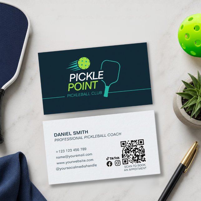 Modern Svart Pickleball Tränare Instruktör Klubb  Visitkort (Skapare uppladdad)