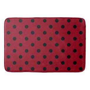 Modern svart polka dots på rött badrumsmatta