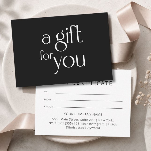 Modern svart presentkortscertifikat (Modern Black Gift Certficate)