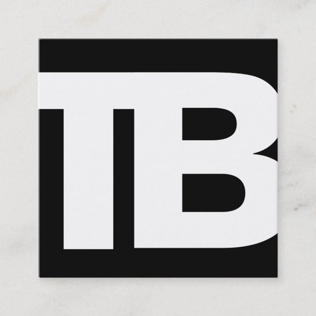 Modern svart Professionell 2 Brev Monogram Fyrkantigt Visitkort (Framsida)