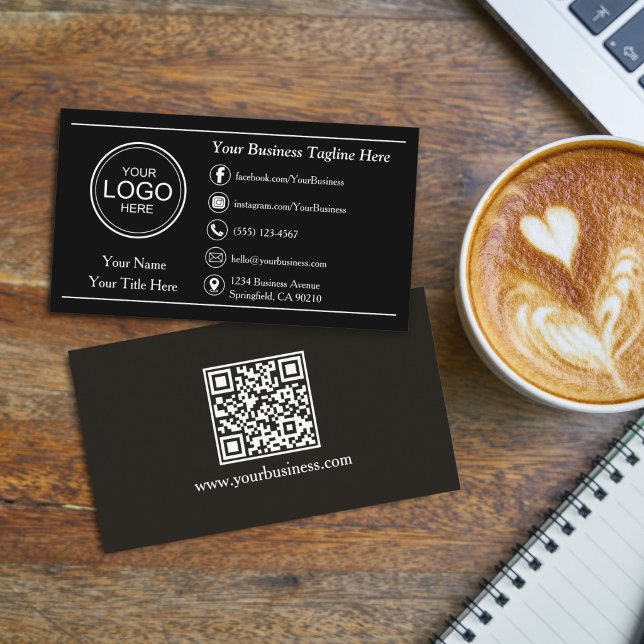 Modern Svart Professionell Anpassad QR-kod Generis Visitkort (Skapare uppladdad)