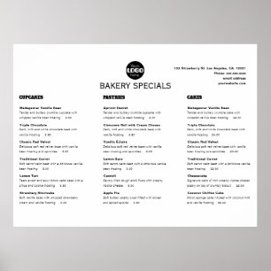 Modern Svart Professionell Restaurang Logotyp Meny Poster