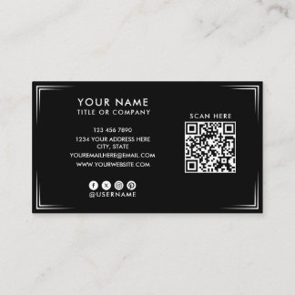 Modern Svart Professionell Visitenkort & QR-kod Visitkort