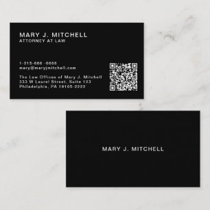 Modern Svart QR-kod Minimalistisk Professionell Visitkort