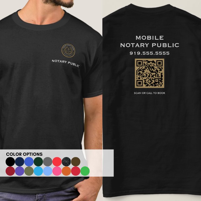 Modern svart QR-kod Notary Business Marknadsföring T Shirt (Skapare uppladdad)