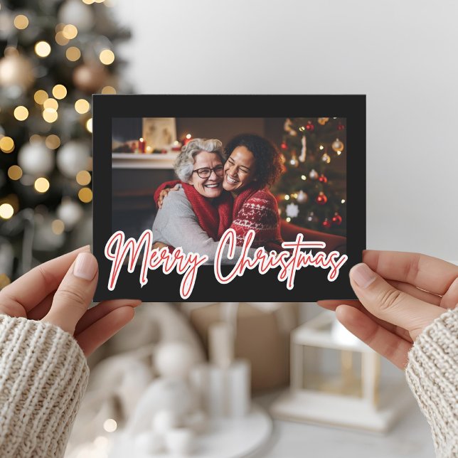 Modern svart ram God Jul Foto  Vykort (Skapare uppladdad)