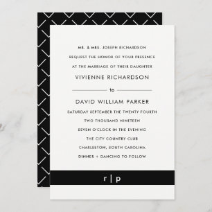 Modern svart Rand  Bröllopsinbjudan Inbjudningar