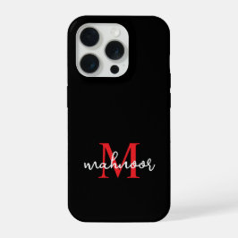 Modern svart röd personlig monogram-telefonfodral
