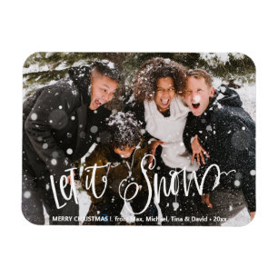 Modern svart Roligt Vitt fet Låt det snöa Magnet