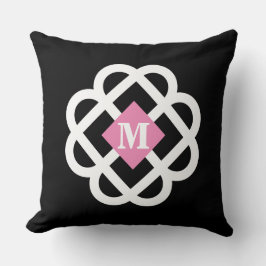 Modern Svart Rosa Abstrakt Monogram Kudde