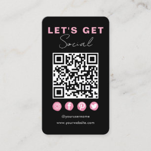 Modern svart Rosa Anslut med USA QR-kod Visitkort