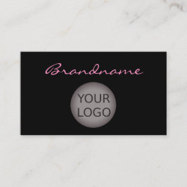 Modern svart Rosa med Logotyp Anpassningsbar Färg Visitkort