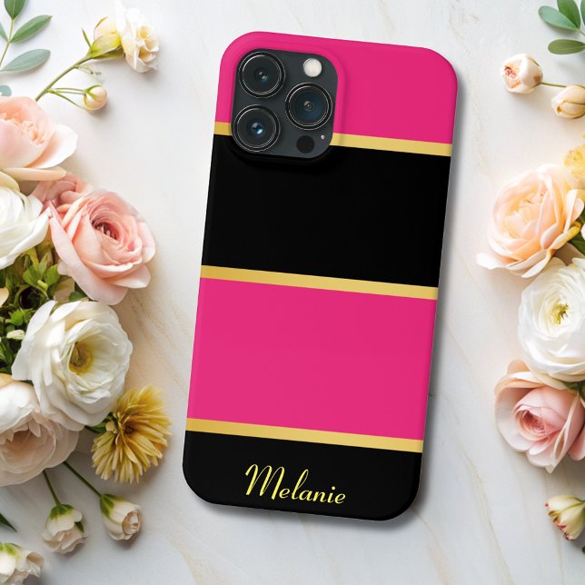 Modern svart, rosa mönster med namn (Skapare uppladdad)