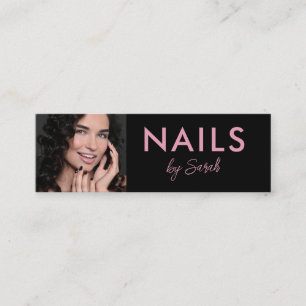 Modern Svart Rosa Nagelkonstnär Salong Foto Mini Visitkort