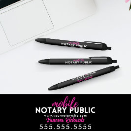 Modern svart & Rosa Notary Public Promoted