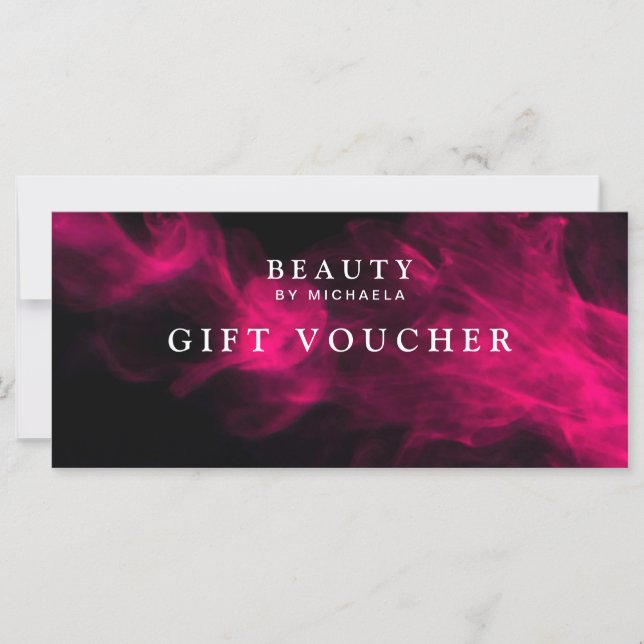 Modern svart & rosa rökgåvovoucher/presentkort (Framsida)