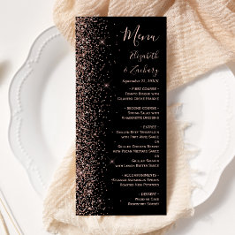 Modern svart rosé glitter kant bröllop meny