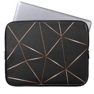Modern svart-rosegold polygonformer Struktur Laptop Fodral