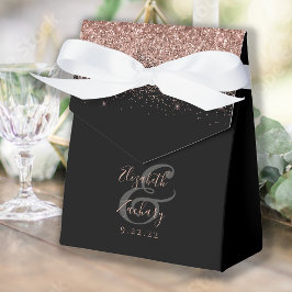 Modern svart roséguld glitter bröllop presentaskar