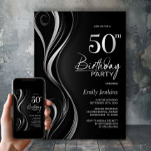 Modern svart Silver 50:e Födelsedagsfesten