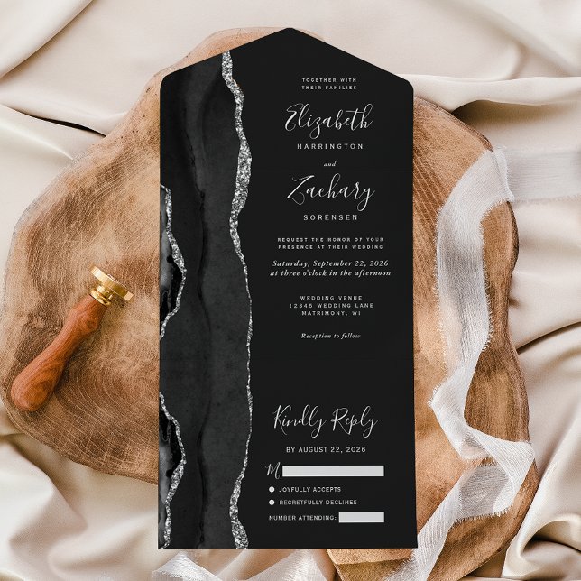 Modern Svart Silver Agat Mörk Bröllop (Skapare uppladdad)