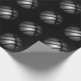 Modern svart silver basketboll sportmönster presentpapper