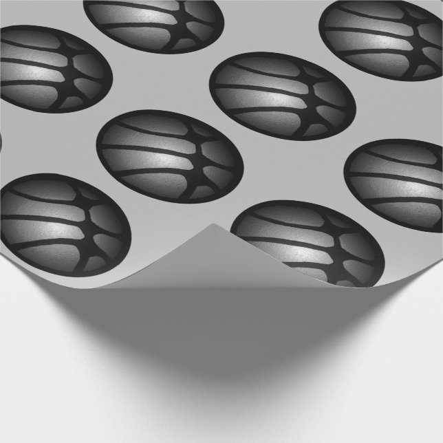 Modern svart silver basketboll sportmönster presentpapper (Hörn)