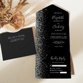 Modern svart silver glitter bröllop