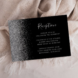 Modern svart silver glitter bröllopsmottagning tilläggskort