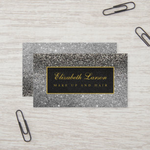 Modern Svart Silver Glitter Skönhet Smink Visitkort