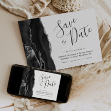 Modern svart silveragat Spara datum-kort