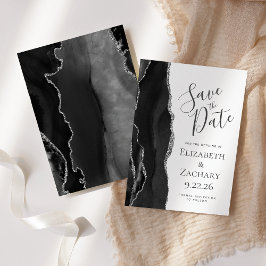 Modern svart silveragate Spara datum Datumet