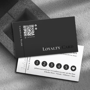 Modern, svart, skannerbart QR-kodförmånskort Visitkort